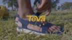 Teva logo over a photo of foot in a sandal